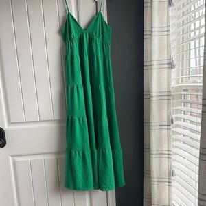Monteau Emerald Green Tiered Spaghetti-Strap Maxi Dress